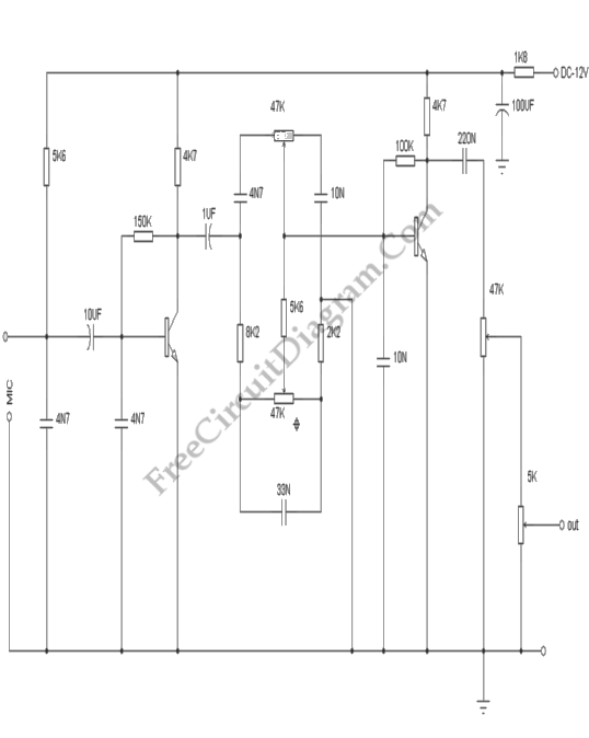 Microphone Pre-Amplifier with Tone Control circuit