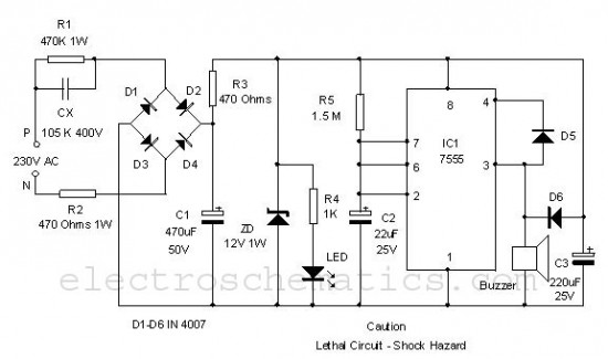 Power Resumption Alarm circuit – Circuit Schematic