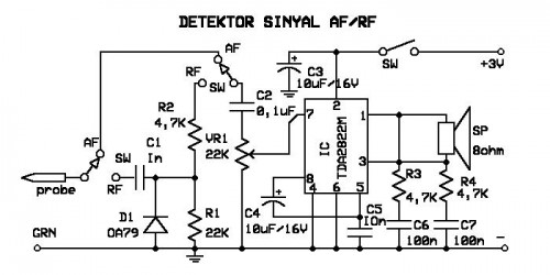 RF Signal Detector using TDA2822 circuit