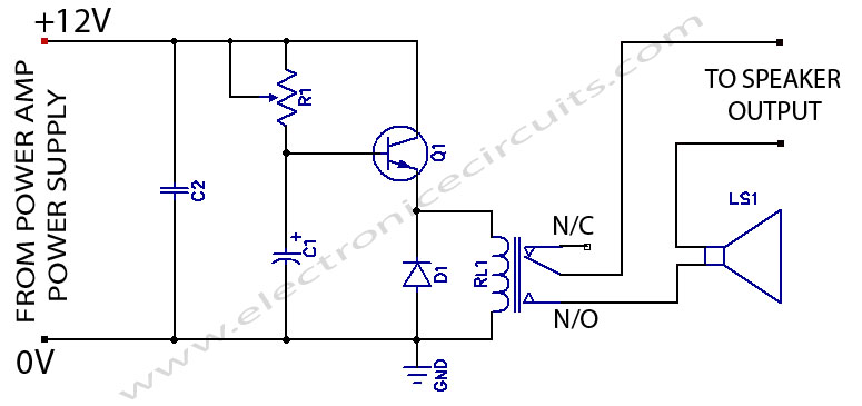 power amplifier speaker protection – Circuit Schematic