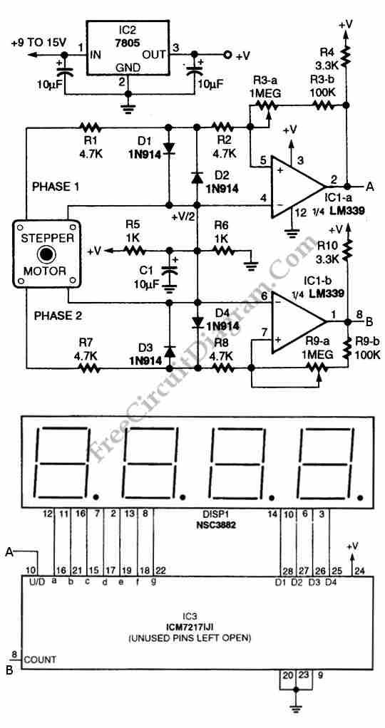 Digital Encoder Circuit Using Stepper Motor circuit