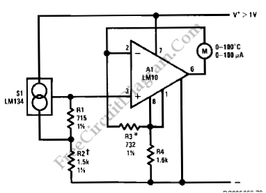 LM134-LM10 ThermometerTemperature Sensor circuit