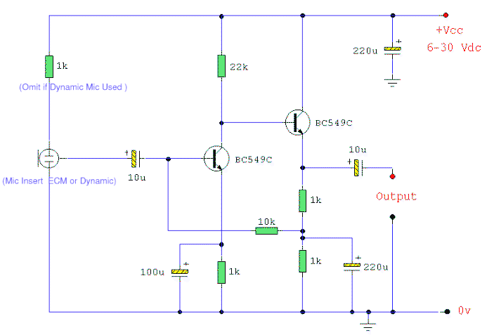 ECM Mic Preamp Project circuit