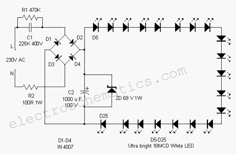 White LED Flood Lamp circuit