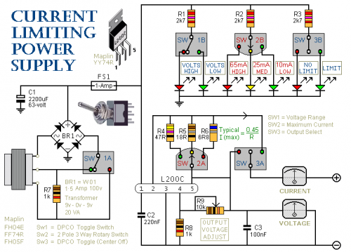 A Current Limiting Bench Power Supply – Circuit Schematic