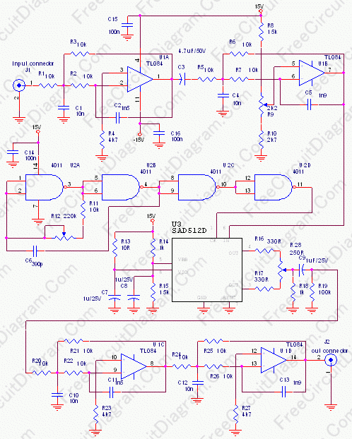 Analog Audio Delay Line Expand Your Virtual 3D Sound Space circuit