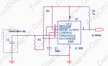 Capacitance Meter Using 555 Oscillator – Circuit Schematic