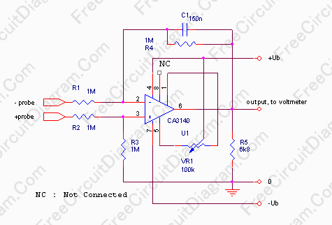 Single Input to Differential Input Adapter for Digital Voltmeter circuit