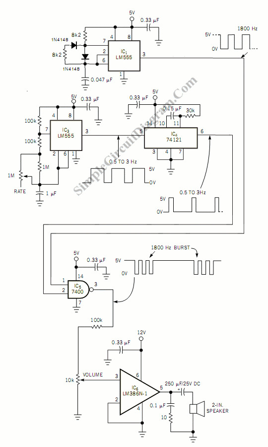 Electronic Metronome Generates Mechanical Sound – Circuit Schematic