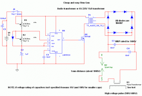 High Voltage Stun Gun circuit