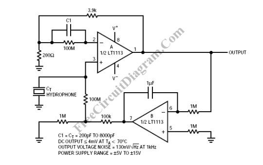 Hydrophone Pre-Amplifier – Circuit Schematic