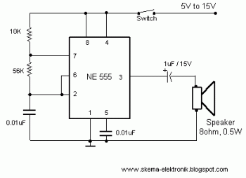Electronic Buzzer with IC timer NE555 circuit diagram circuit