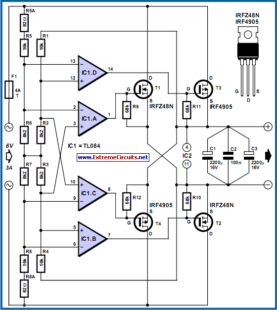 Power MOSFET Bridge Rectifier – Circuit Schematic