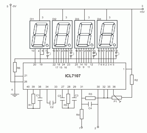 Led display digital Voltmeter circuit