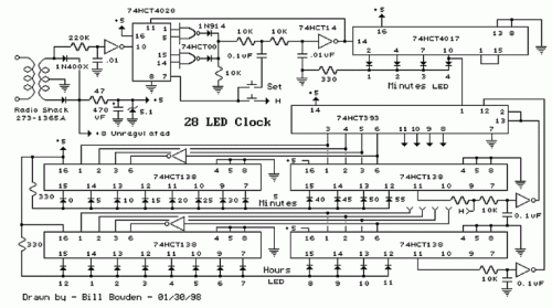 28 LED Clock Timer circuit