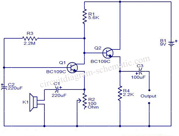 speaker to microphone circuit converter circuit