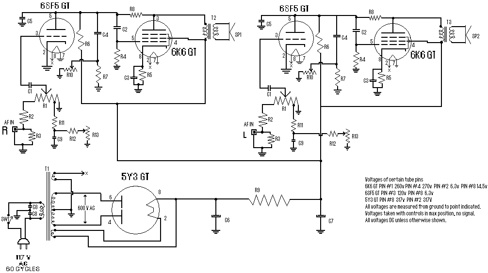 Stereo Tube Amplifier – Circuit Schematic
