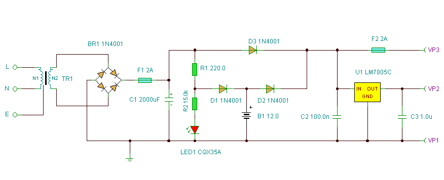 Basic Ups Power Supply – Circuit Schematic