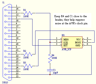 Simplest AVR programmer – Circuit Schematic