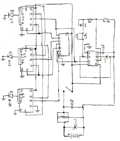Rotating LED Marquee Hat circuit