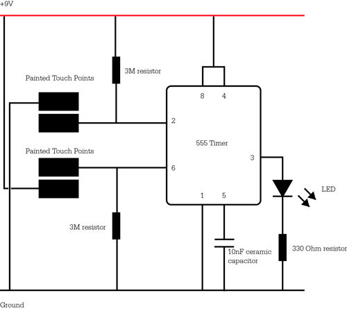 Touch Sensitive OnOff Circuit 555 Timer circuit