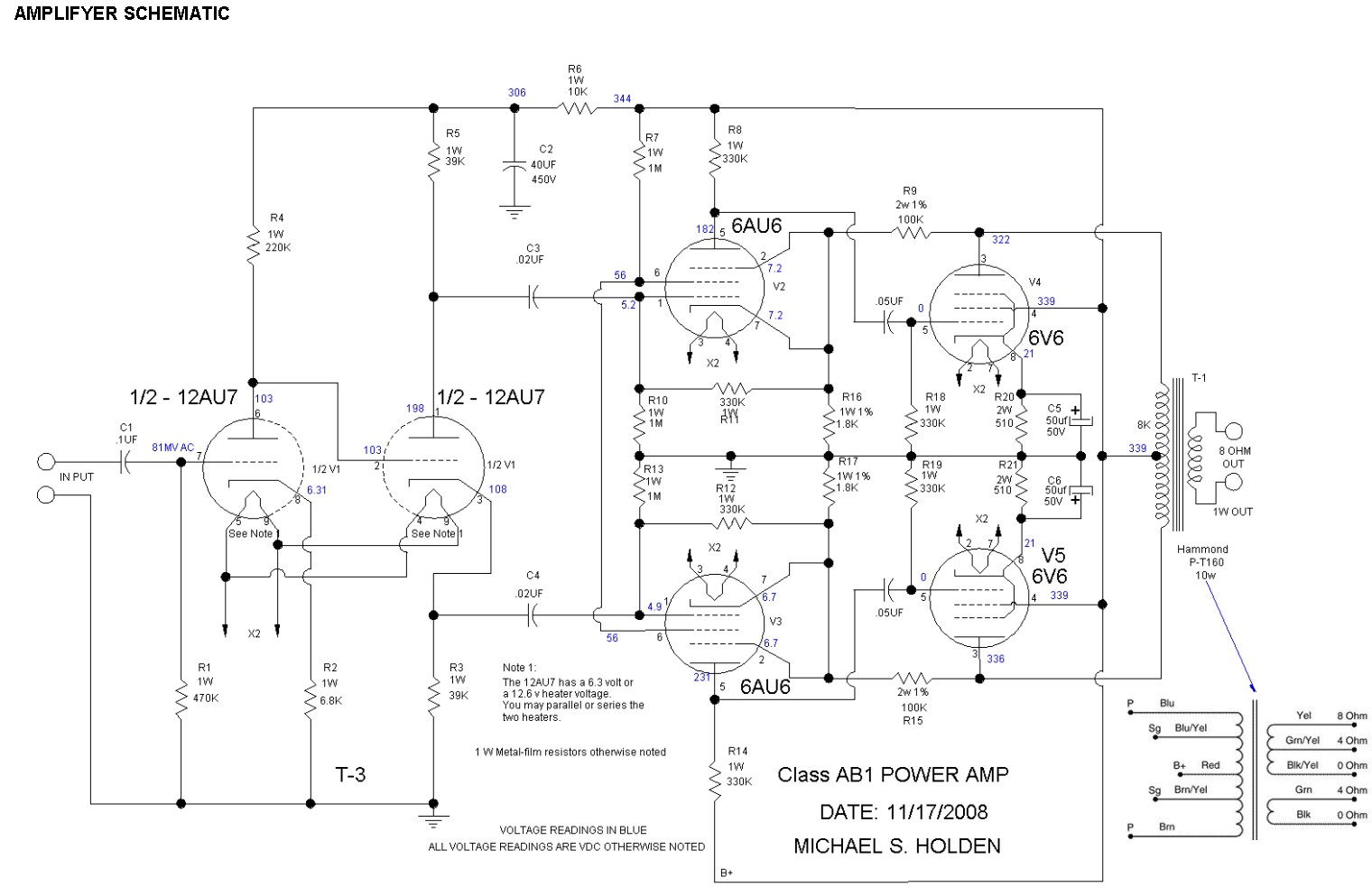 Tube amplifier circuit