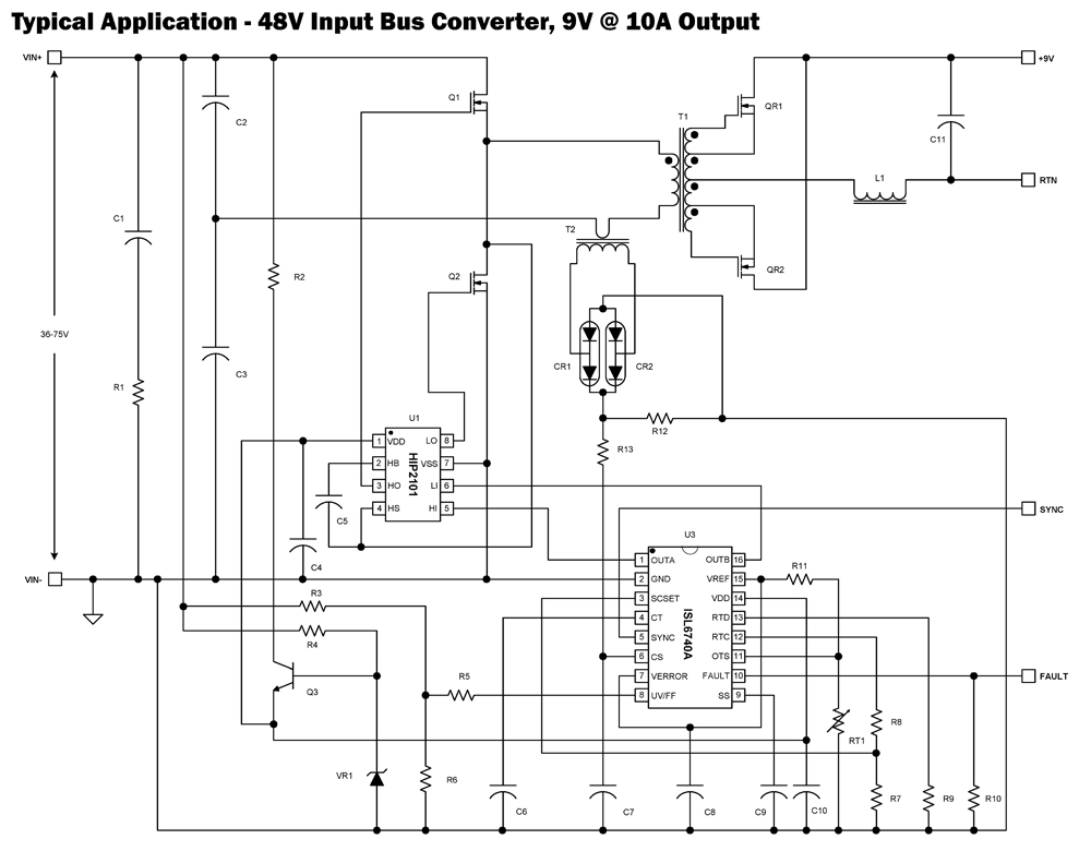 ISL6740A Flexible Double-Ended Voltage-Mode PWM Controller with Voltage Feed Forward circuit