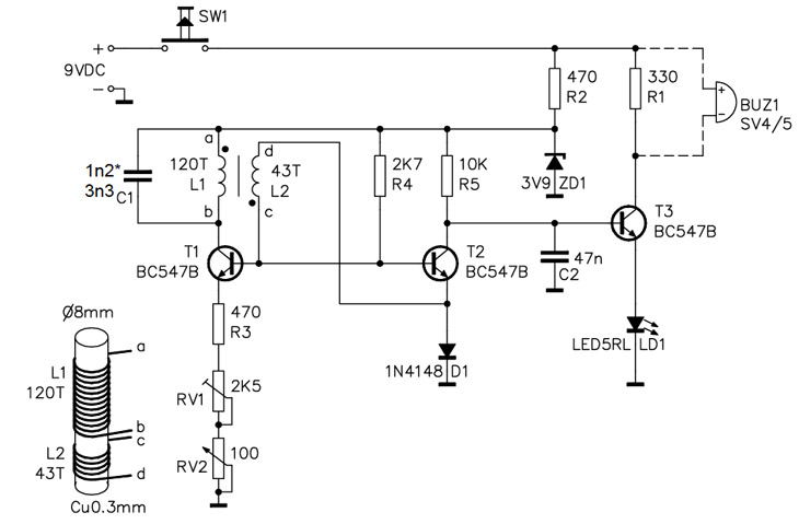 Homemade Metal Detector Kit circuit