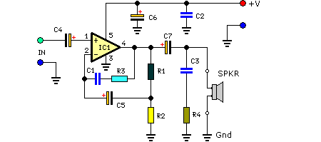 7 Watt Audio Power Amplifier Circuit Schematic circuit