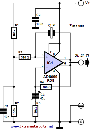 Harmonic Generator With Single Opamp circuit