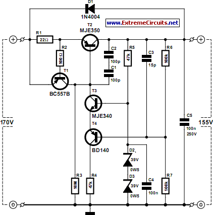 High-Voltage Regulator With Short Circuit Protection circuit