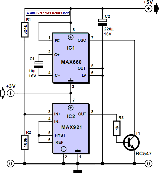 Inductorless 3-5 Volts Converter