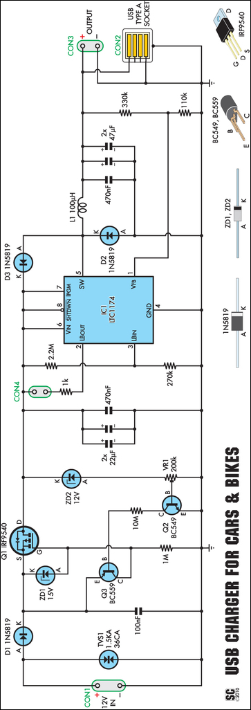Low-Power CarBike USB Charger circuit