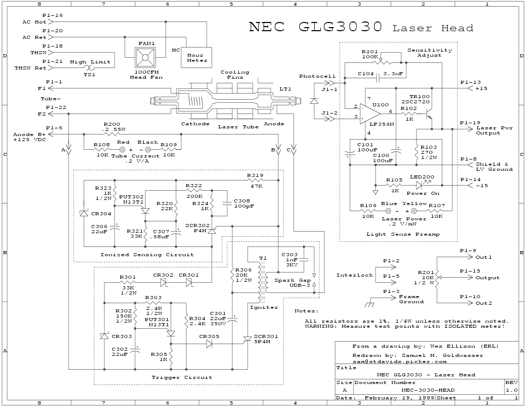 Complete ArKr Ion Laser Power Supply Schematics circuit