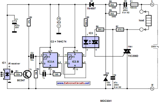 On-off Infrared Remote Control circuit