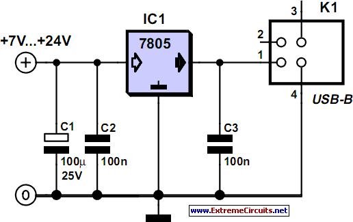 Power Supply For USB Devices circuit