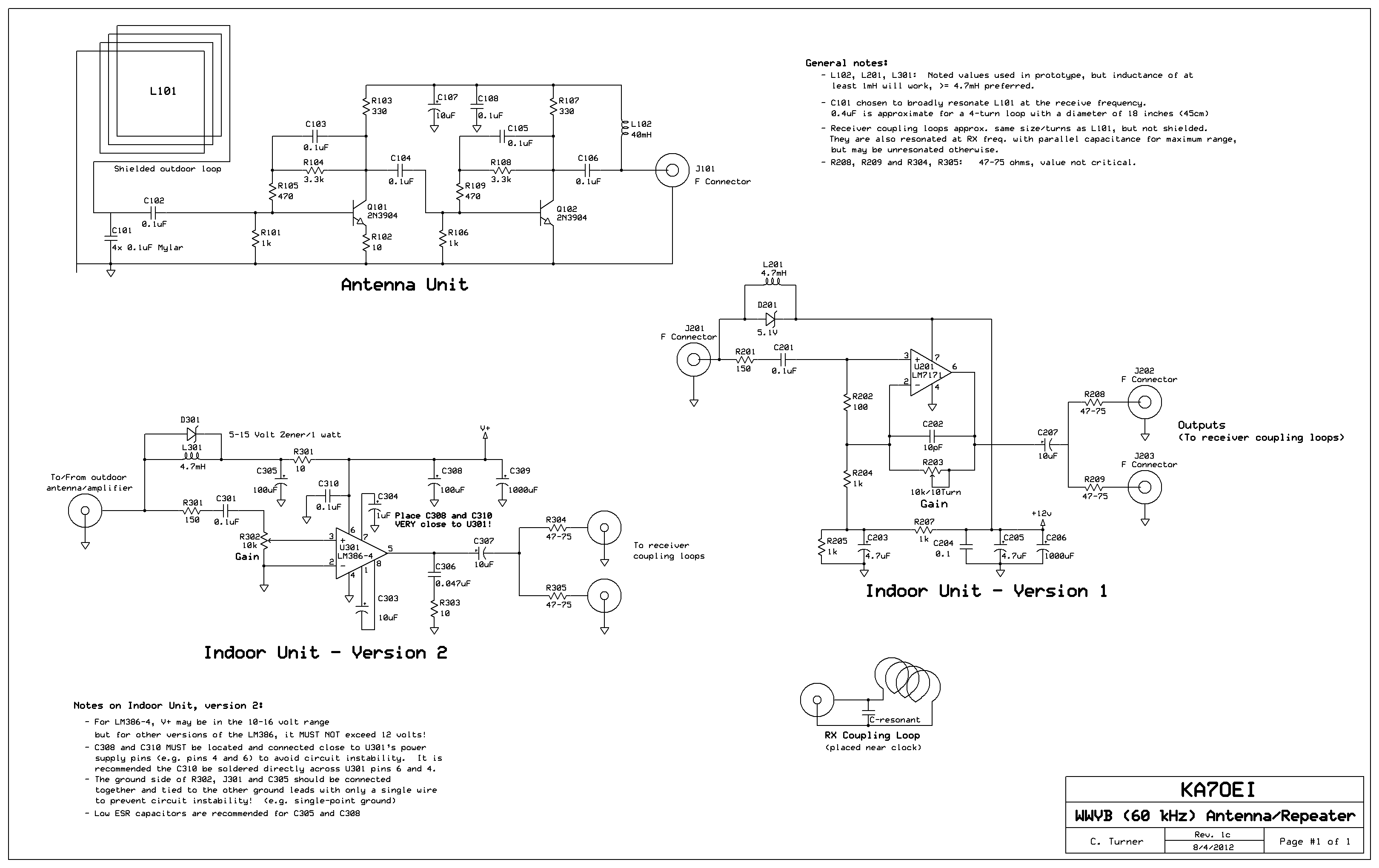Remote antenna for 60 kHz WWVB reception circuit