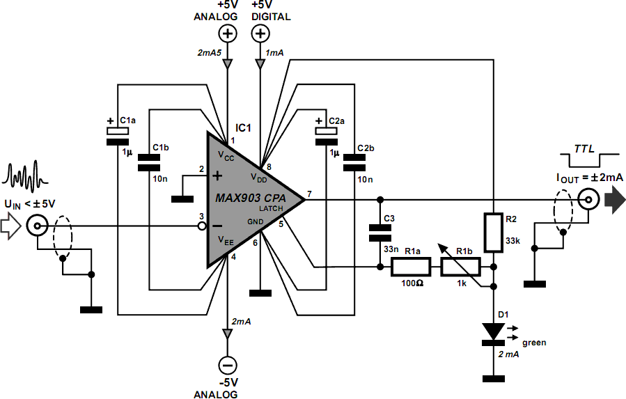 Spike Detector For Oscilloscopes circuit