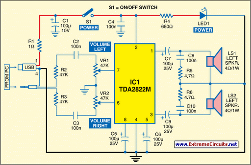 USB Powered Audio Power Amplifier circuit