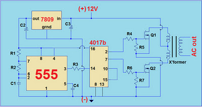 12V-220V Modified Sine-wave Inverter Circuit