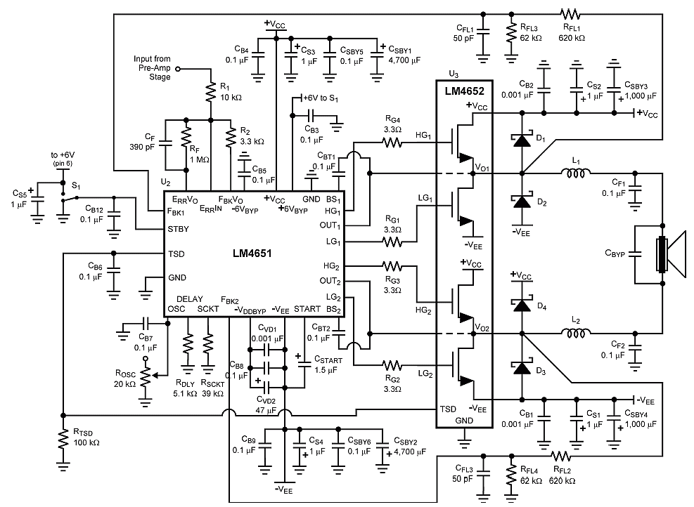 170w audio power amplifier circuit