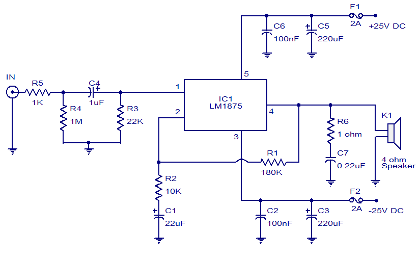 20W Car Audio Amplifier with LM1875 circuit