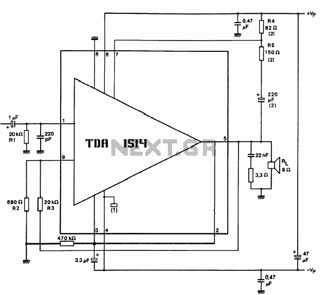 50W HiFi audio amplifier using TDA1514 – Circuit Schematic