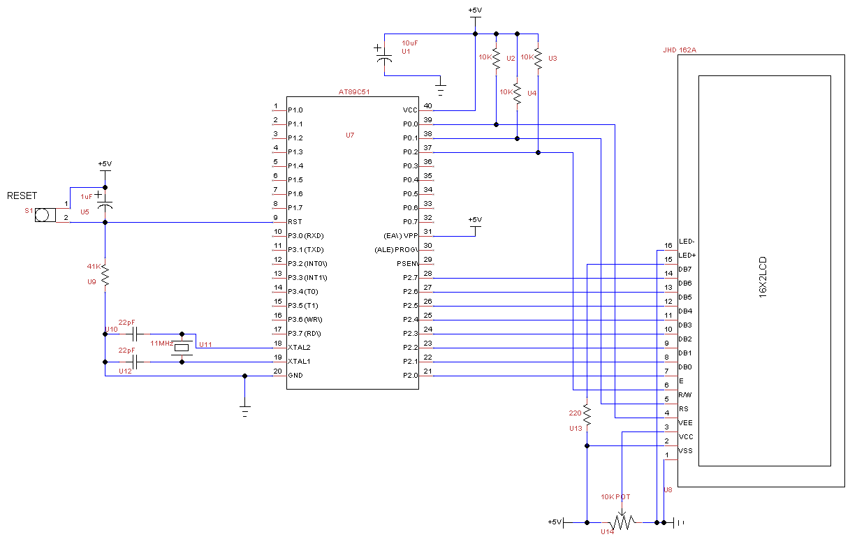 16X2 LCD programming – Circuit Schematic