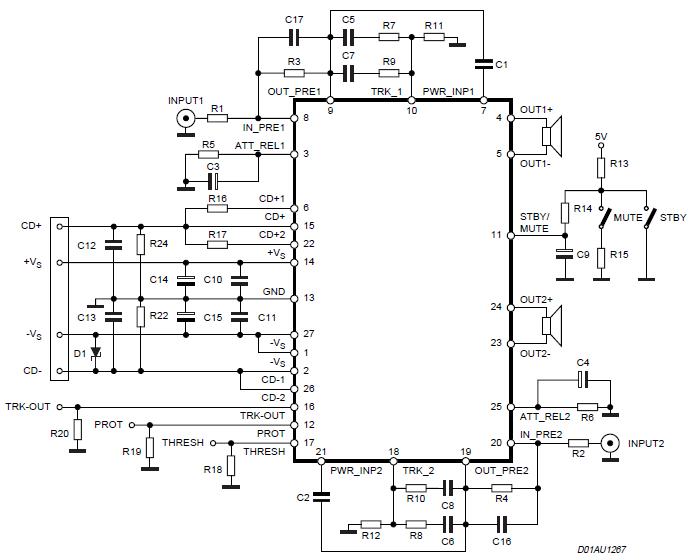 140W Amplifier Circuit ( 2x 70 Watt ) Schematic Diagram – Circuit Schematic
