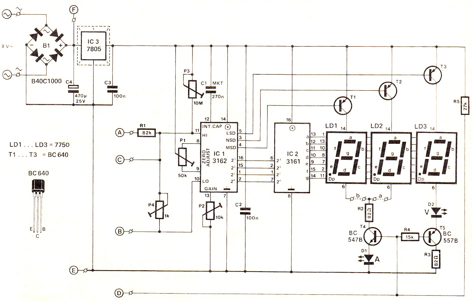 Digital Voltmeter and Ammeter Circuit Module – Circuit Schematic