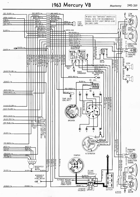 mercury v8 monterey 1963 wiring diagram circuit