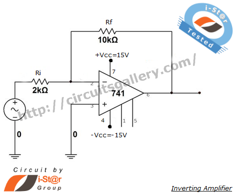 Op Amp 741 Inverting Amplifier Circuit Simulation with output wave form and working circuit