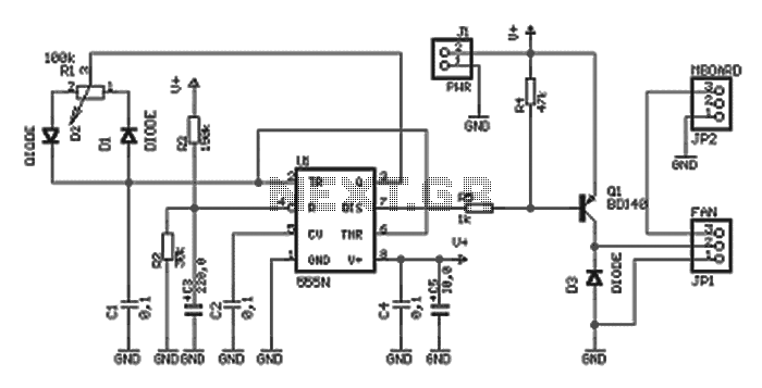 PWM controller with 555 timer chip – Circuit Schematic