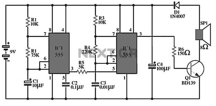 Police siren circuit using ic555